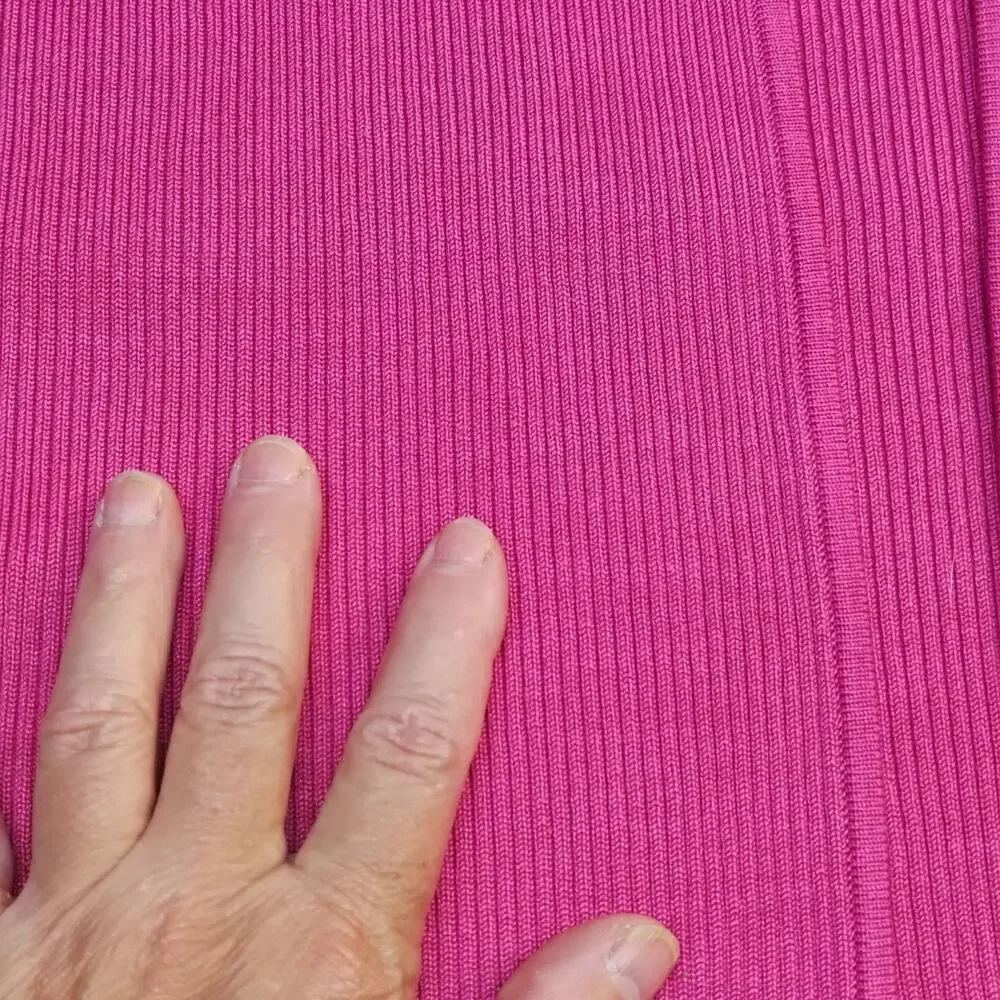 Cable & Gauge Magenta Pink Silk Spandex Ribbed Open Front Cardigan Medium Luxury